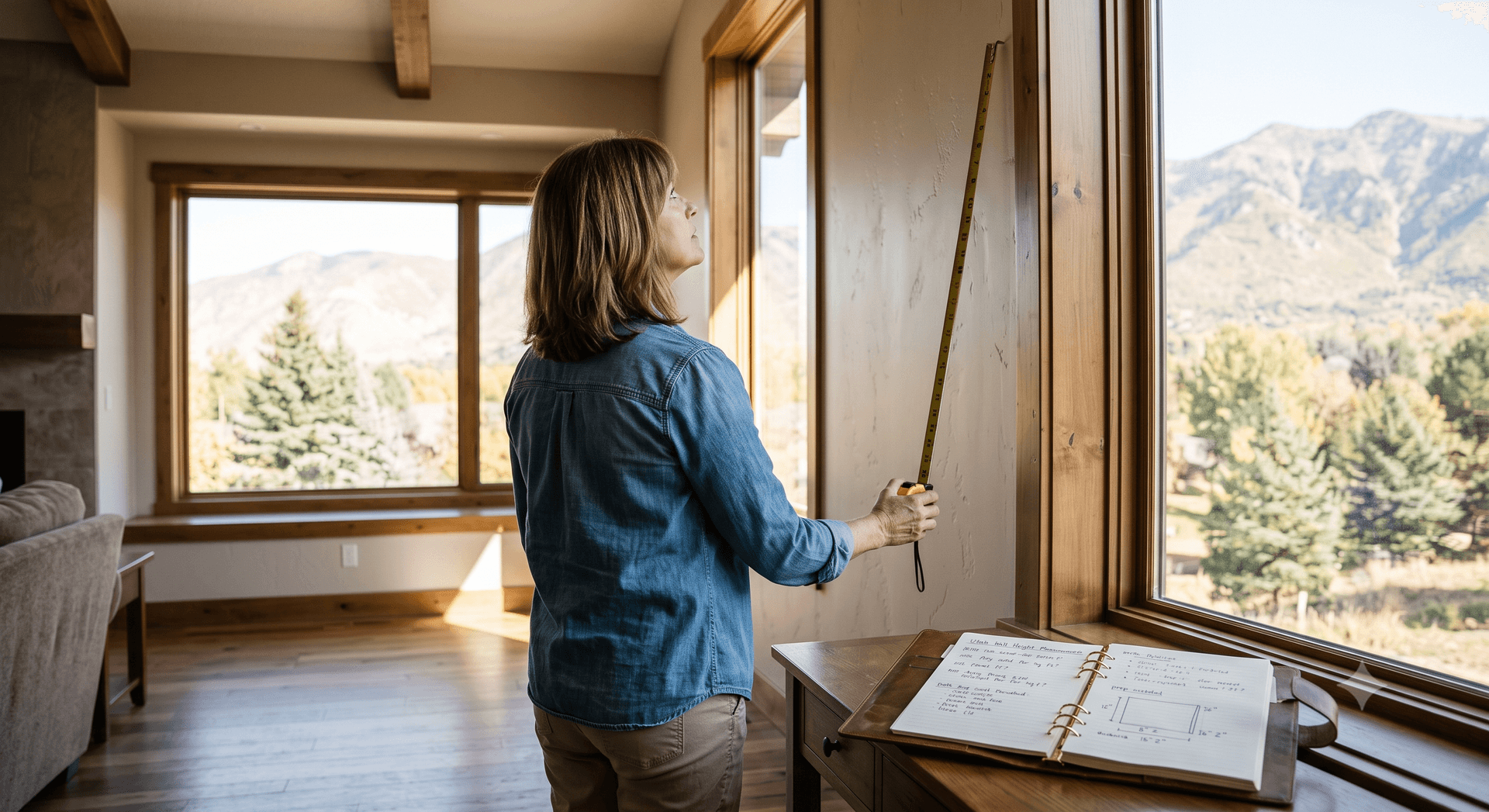 Woman Measuring Square Footage of Home for Painting Project
